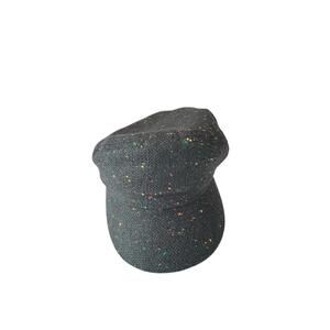Speckled Black Newsboy Cap One Size Polyester Wool Blend Lined Baker Boy Hat